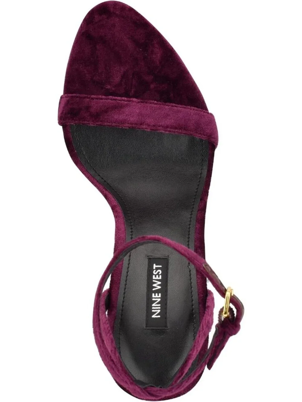 Women's Dark Purple Velvet Open Toe Ankle Strap Reina Stiletto Heel Sandal Shoes